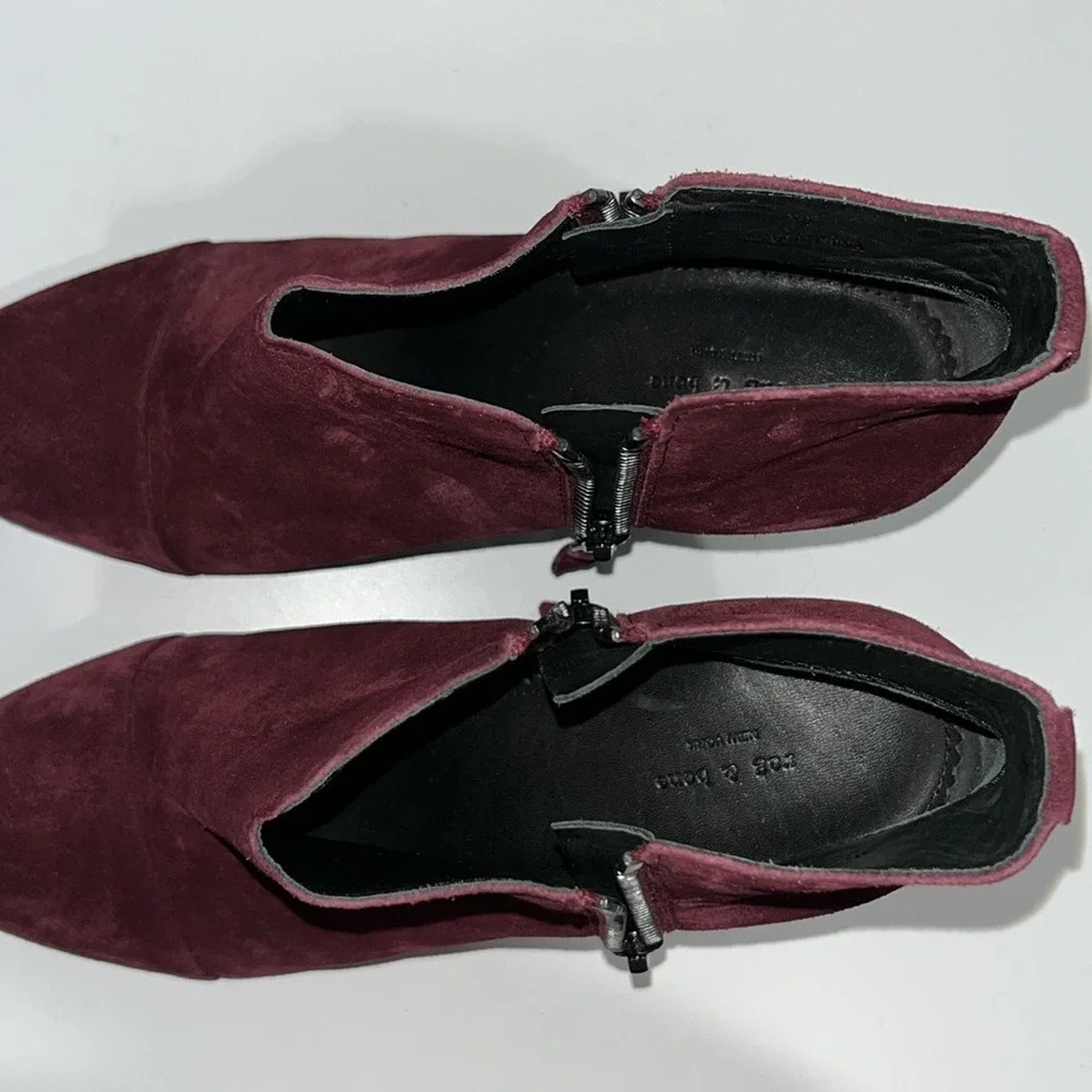 Rag & Bone‎ Women's Burgundy Margot Suede Leather Ankle Boots Sz 8.5 Zippers